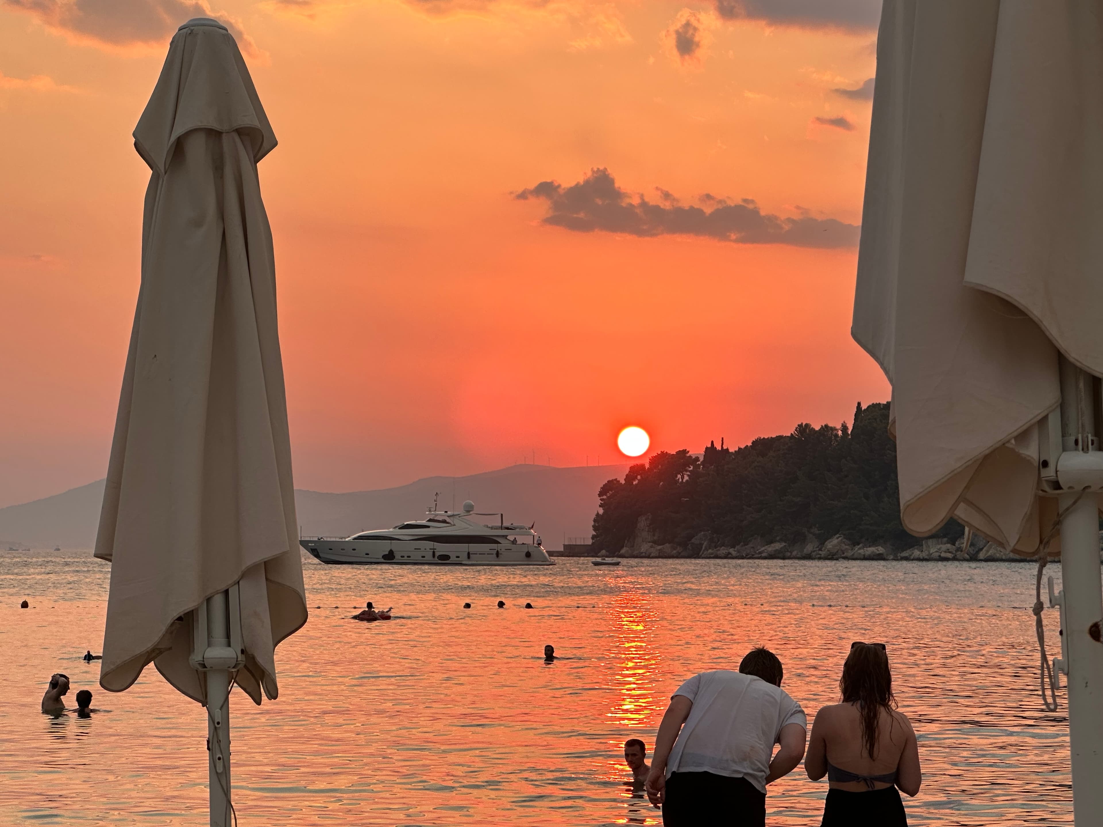 Croatian sun on the beach with a bar